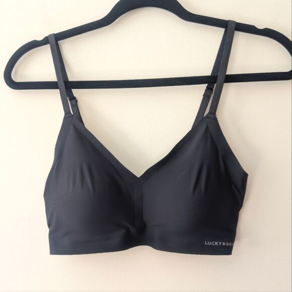 Lucky Brand V-neck Adjustable Strap Padded Bra Black Size Medium - Picture 3 of 6